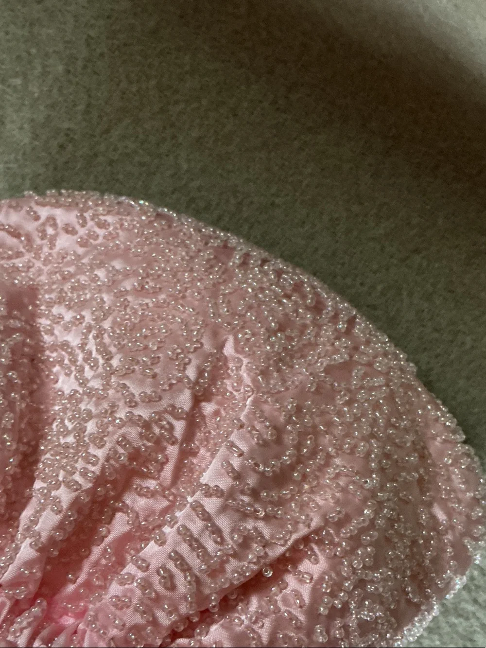 Valerie Stevens Blush Pink Ruffle Drawstring Clutch with Gold Chain